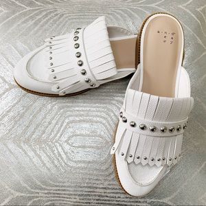 NWOB white loafer slide